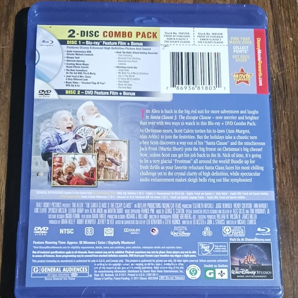Walt Disney's SANTA CLAUSE 3 The Escape Clause on BLU-RAY + DVD Tim Allen - Picture 2 of 2